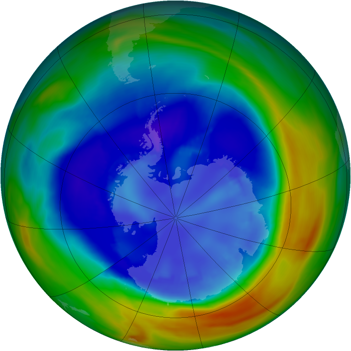 Antarctic ozone map for 31 August 2005